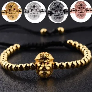 Authentic Men's Women Gold Plated 4mm Micro Pave Zircon Beads Braiding Macrame Bracelets