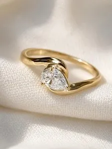 Authentic The Celestial Embrace Pear Cut Moissanite Bypass Ring in 14K Gold