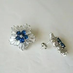 Authentic Celestial Bloom: Pear-Cut Sapphire Lotus Studs