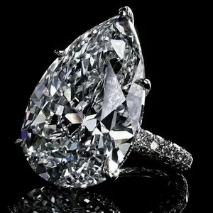 Authentic 4Ct Pear Cut Simulated Diamond Solitaire Engagement Ring 14K White Gold Plated