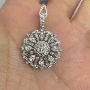 Authentic 2Ct Pear Cut Lab Created Diamond Solitaire Pendant 14K White Gold Plated Silver