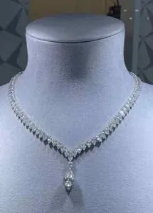 Authentic 20Ct Pear Cut Lab Created Diamond Tennis Necklace 14k White Gold Plated
