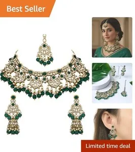 Authentic Luxury Gold Plated Ethnic Choker Set with Kundan Pearls - Ideal for Festivities