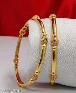 Authentic Eternal Radiance Bollywood Gilded Bangles - Sacred Circle of Prosperity and Grace Gold Plated Talisman