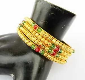 Authentic Celestial Rhythms Gold-Plated Sacred Circle Bangles - A Quartette of Divine Alignment