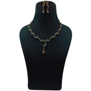 Authentic Indian Ethnic 22k Gold Plated Ruby CZ Diamond Bridal Choker Necklace Set
