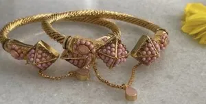 Authentic Indian Pakistani Gold Plated Karey Jewelry Ethnic Bangles Expandable