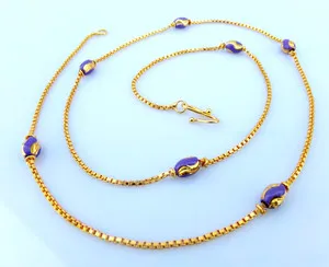 Authentic Indian Women Jewelry Ethnic Gold Plated Beaded Necklace 22k Long Chain Mala cp1