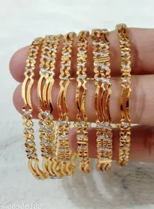 Authentic Indian Bridal Ethnic 22K Gold Plated Bollywood 6Pcs Womens Bangles Jewelry Set