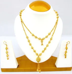Authentic Indian Necklace Earrings Ethnic Gold plated Chain Bollywood Jewelry mp12