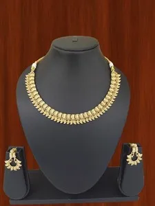 Authentic Bollywood Jewelry Fashionable Set Ethnic Gold Plated Necklace Wedding Jewelry