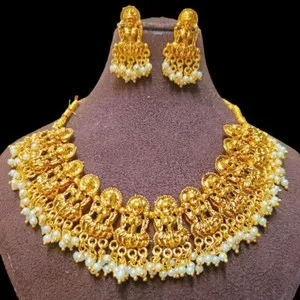 Authentic Celestial Temple Sanctuary - South Indian Divine Gold Plated Heritage Necklace