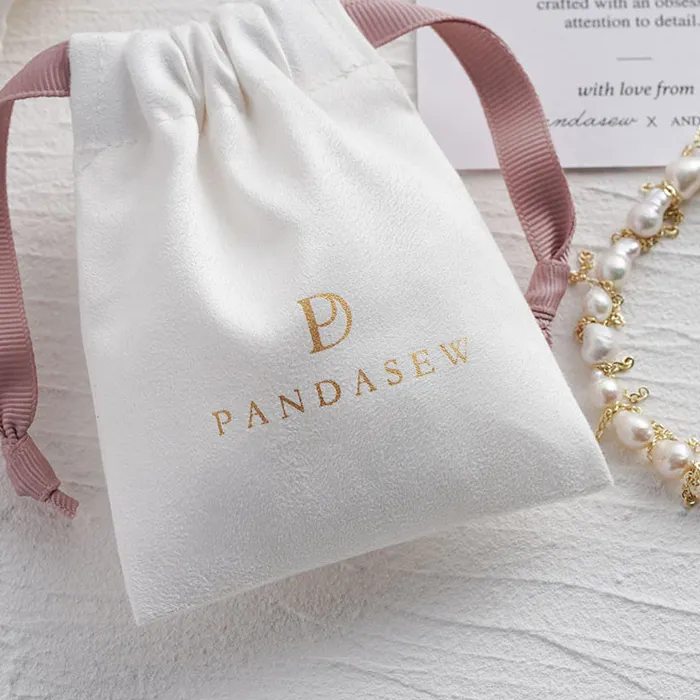 Authentic High Quality Suede Bags Makeup Eyelashes Perfume Pouch Custom Logo Jewelry Flannel Dust Sack