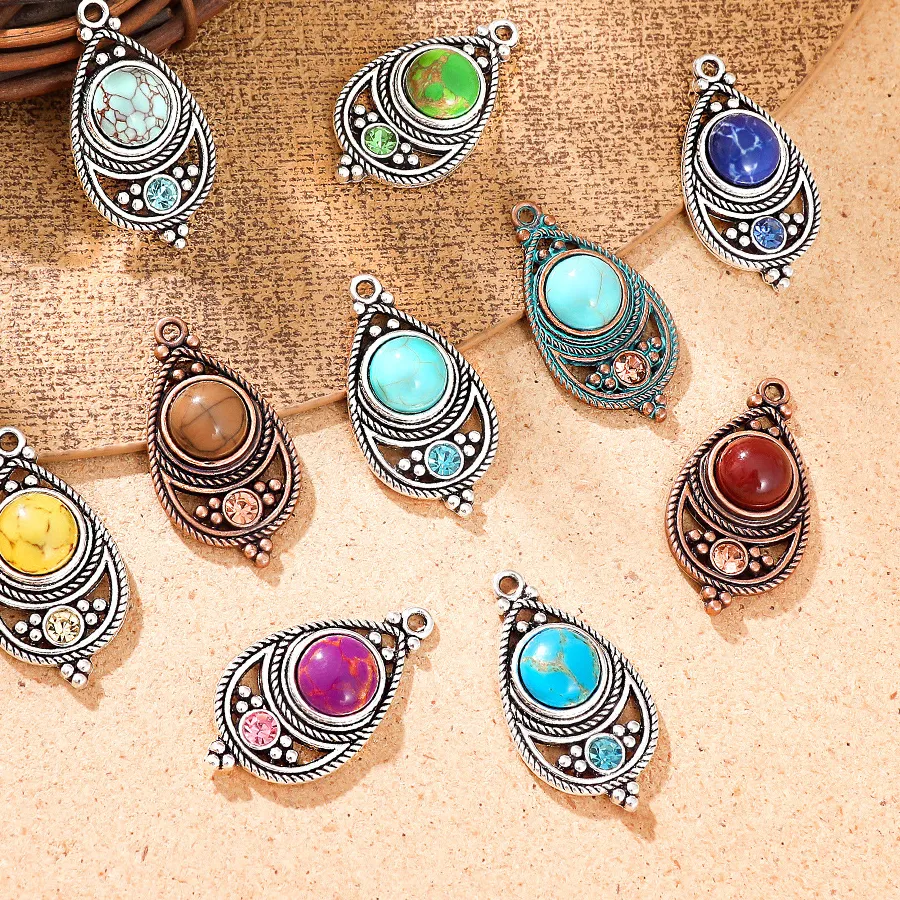 Authentic Bohemian Nomad Stone Talisman - Ancient Gypsy Spirit Gold Plated DIY Charm