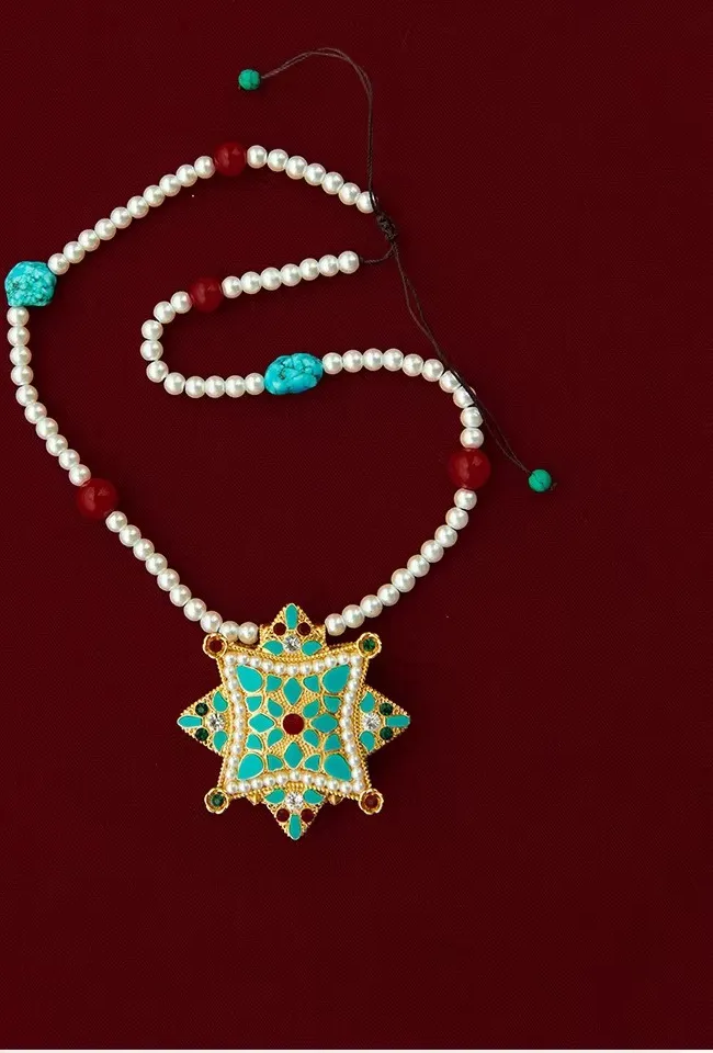 Authentic Sacred Himalayan Ghau Box - Antique Pearl and Gemstone Wisdom Amulet