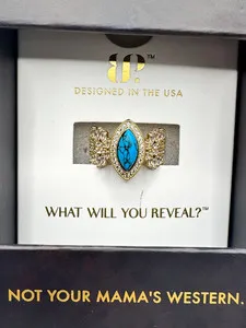 Authentic Celestial Marquise Turquoise Intuition Band - Sacred Gold-Plated Manifestation Ring