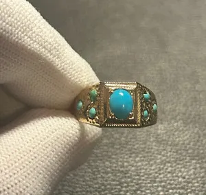 Authentic 10k gold plated 925 silver Persian Turquoise size 9 ring