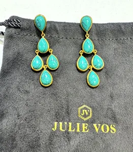 Authentic Celestial Azure Teardrop Amulets - 24K Gold-Plated Intuition Talismans