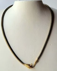 Authentic Vintage Mid Century Gold Plated Snake Serpent Wrap Necklace Convertible Choker