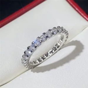 Authentic 2 Colors Classic Women 14k Gold PLated Sparkling CZ Band Ring Wedding Engagement