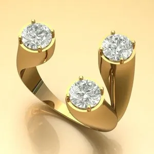 Authentic 1.80 TCW Round Cut Moissanite Three Stone Engagement Ring 14k Yellow Gold Plated