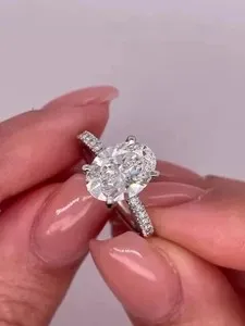 Authentic 2.10Ct Oval Cut Lab Created Diamond Halo Engagement Ring 14K White Gold Plated
