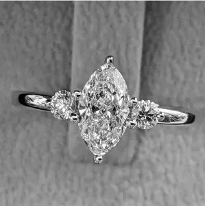 Authentic Moonlit Serenade - 14K White Gold Plated Moissanite Engagement Ring