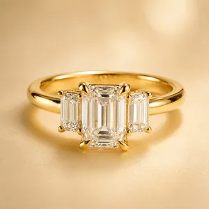 Authentic The Celestial Emerald-Cut Moissanite Radiance Ring