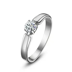 Authentic 2 Colors Classic Woman 18k Gold Plated CZ Band Ring Wedding Engagement
