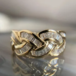 Authentic 2Ct Baguette Cut Women's Wedding Engagement Ring in 14K Yellow Gold Plated