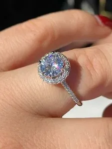 Authentic Solid Sterling Silver Icy Engagement Promise Ring 14k Yellow Rose Gold Plated CZ