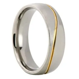 Authentic Tidal Resonance - 6mm Titanium Wave Talisman and Gold-Plated Engagement Band