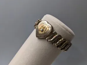 Authentic Vintage WW2 Co-Star Vermeil Gold Plated Sterling Sweet Heart Expandable Bracelet