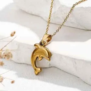Authentic Sweet Dolphin 304 Gold Plated Pendant Necklace Jewelry