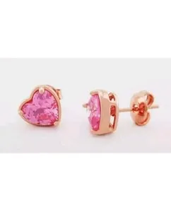 Authentic Radiant Heart of Eternal Compassion - Pink Sapphire Rose Gold Amulet Studs