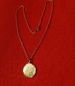 Authentic The Golden Milestone: 14KT Gold-Plated Sweet 16 Talismanic Pendant and Chain