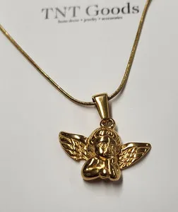 Authentic TNT Goods 18K Gold Plated Sweet Cherub Necklace 16.25"+2"