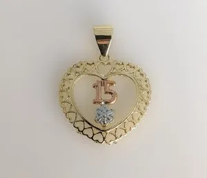 Authentic Quinceañera Mis 15 Años Gold Plated My Sweet 15 Pendant Charm Dije Jewelry