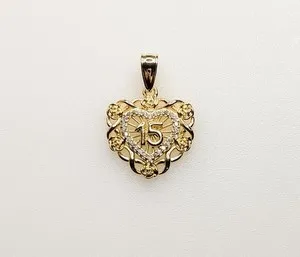Authentic Quinceañera Mis 15 Años Gold Plated My Sweet 15 Pendant Charm Dije Jewelry