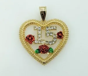 Authentic Quinceañera Mis 15 Años Gold Plated My Sweet 15 Pendant Charm Dije Jewelry