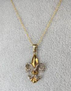 Authentic Sweet JCM Jacmel Mauritius gold plated sterling silver 18" fleur de lis necklace