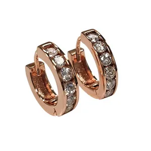 Authentic Sweet Hoops Real Gold Plated Reversible Hoop Earrings With 12 CZ Diamonds In 18