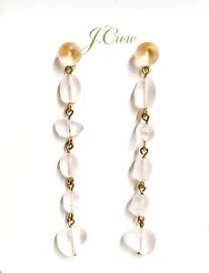 Authentic J.Crew Sweet Sea Glass Linear Drop Earring Dark Mauve Pink Gold Plated