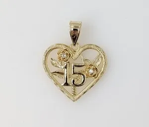 Authentic Quinceañera Mis 15 Años Gold Plated My Sweet 15 Pendant Charm Dije Jewelry