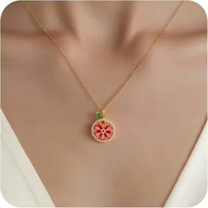 Authentic 18K Gold Plated Fruits Necklace, Sweet Little Lemon Pendant Necklace