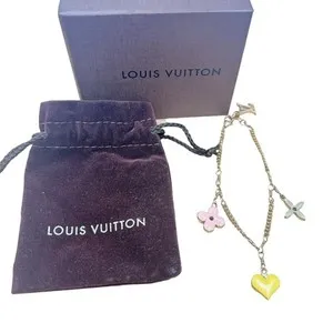 Authentic LOUIS VUITTON Sweet monogram Brassle bracelet Gold Plated gold Women M65477
