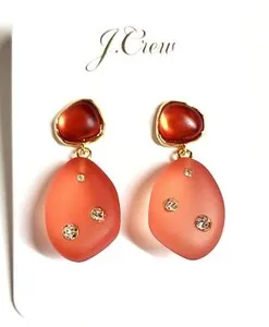 Authentic Distant Sunset Red Seaglass Crystal Drop Earrings