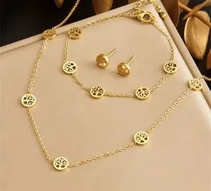 Authentic The Eternal Roots & Blossoming Heavens - 18K Gold Plated Tree of Life Sacred Geometry Jewelry Set