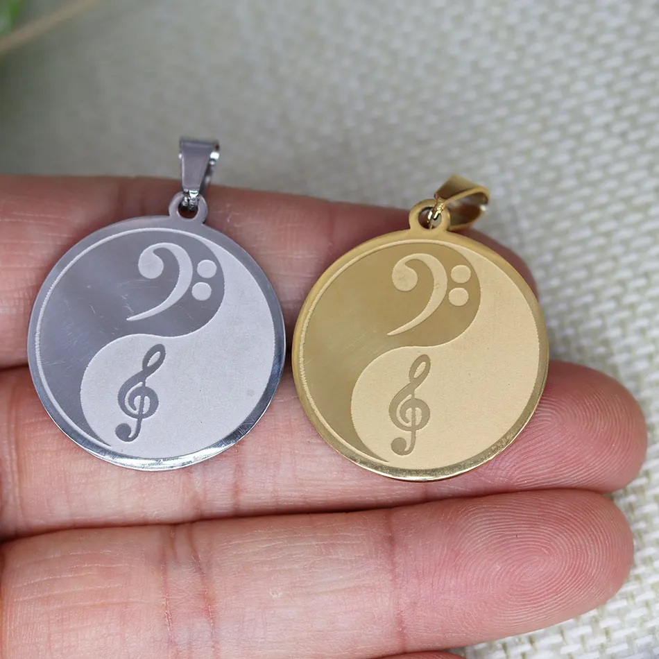 Authentic 2pcs Yin Yang Treble Clef and Bass Clef Pendant Charms for Jewelry Making Necklace DIY Bulk Accessory
