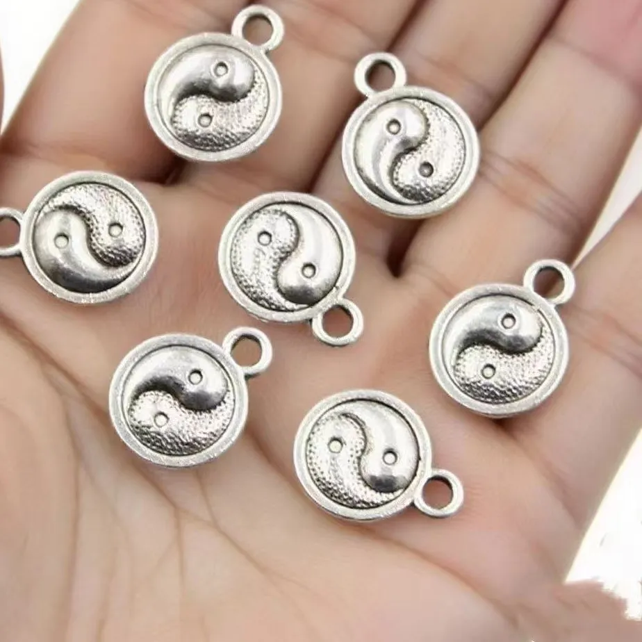 Authentic 20Pcs/Lot Charms Tai Chi Yin Yang 13x10mm Antique Making Pendant fit,Vintage Tibetan Silver color,DIY Handmade Jewelry